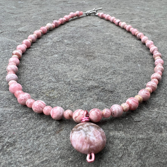 16” Rhodochrosite Beaded Necklace